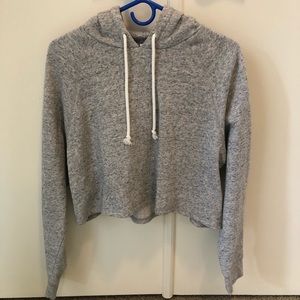 Gray Cropped Hoodie